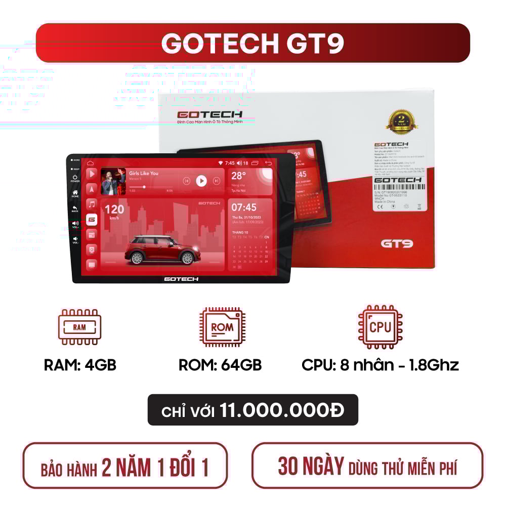 MÀN HÌNH ANDROID Ô TÔ GOTECH GT9
